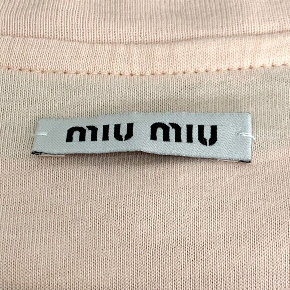 Miu Miu Orange Pink Beaded Applique Cotton Round Neck Short Sleeve T-Shirt Size - Picture 4 of 8